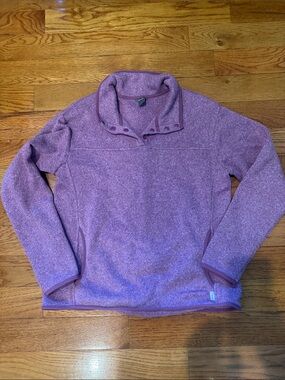 Women's Purple Heather Snap-Button Pullover Sweater
